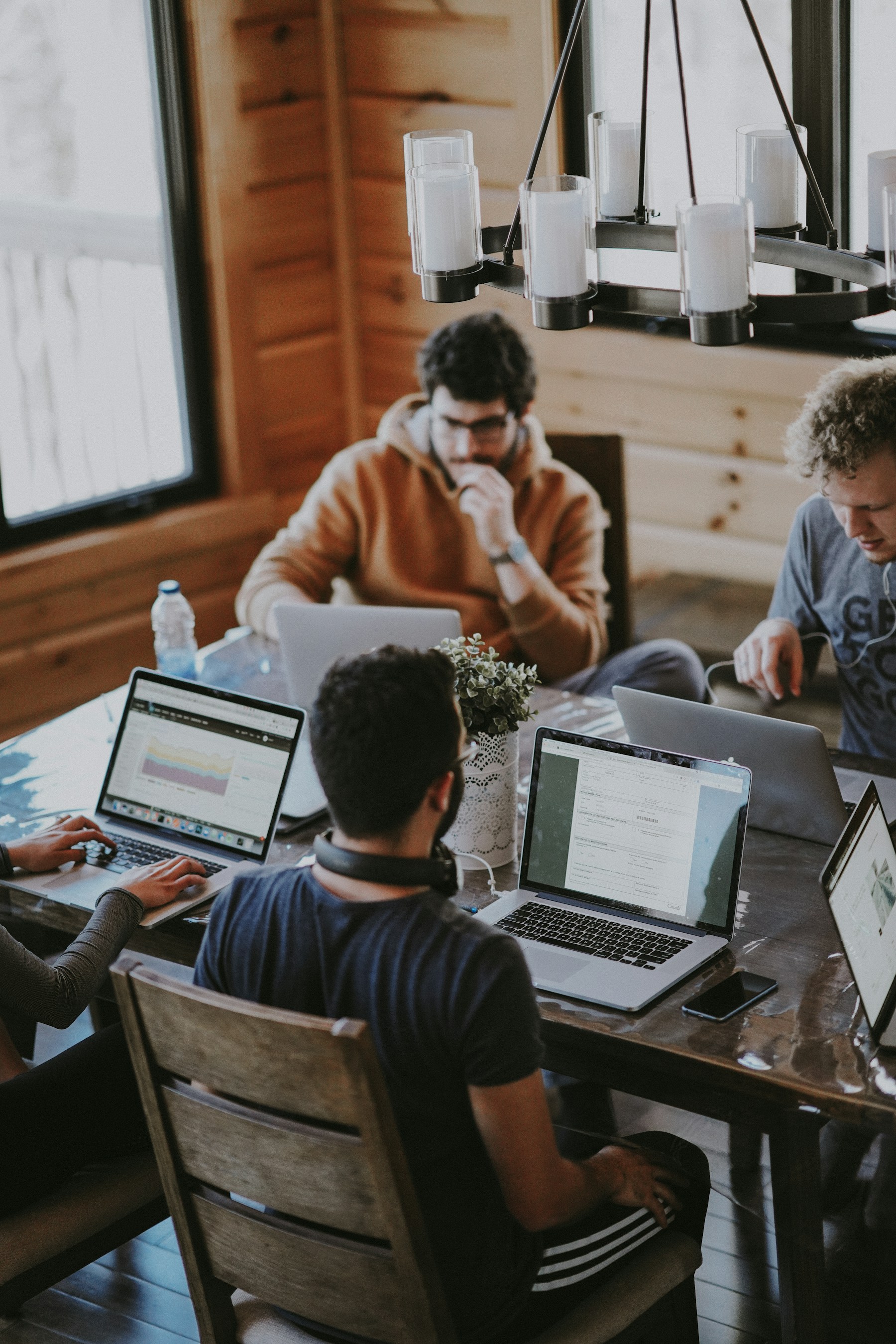 Colleagues learning and working together in a modern office