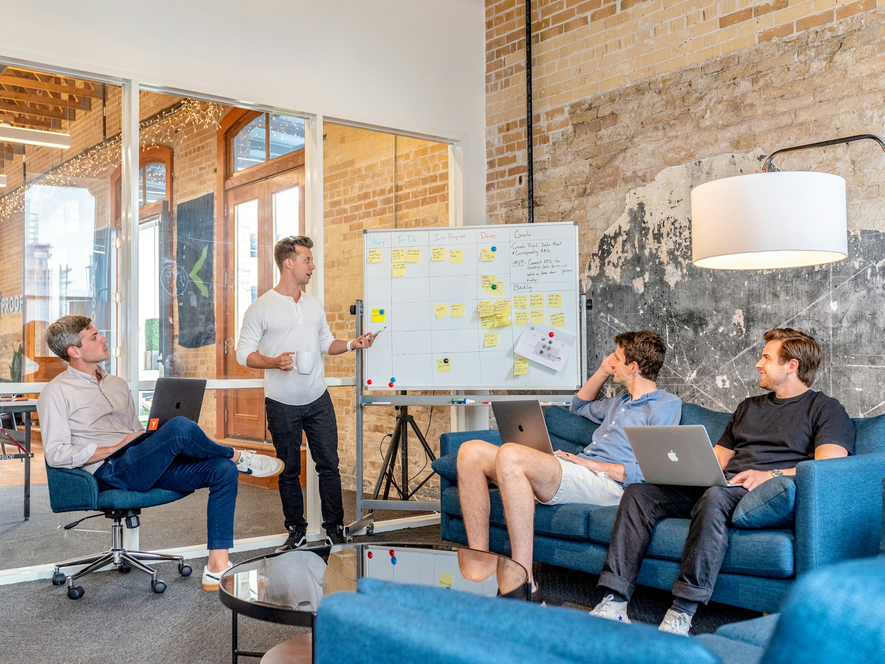A focused team working together in a modern office